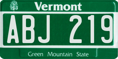 VT license plate ABJ219