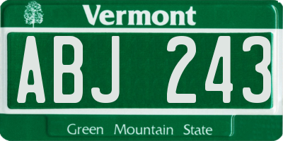 VT license plate ABJ243