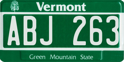 VT license plate ABJ263