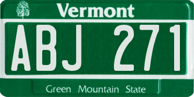 VT license plate ABJ271