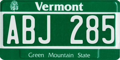 VT license plate ABJ285