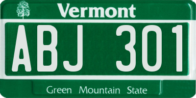 VT license plate ABJ301