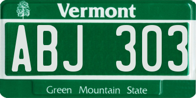 VT license plate ABJ303