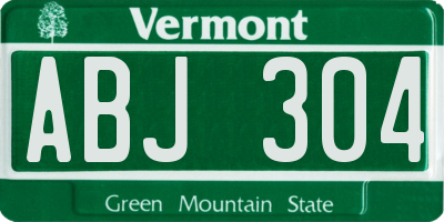 VT license plate ABJ304