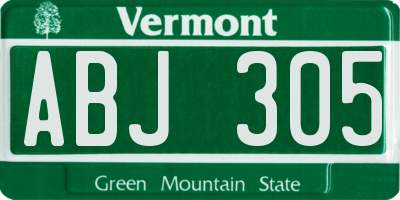 VT license plate ABJ305