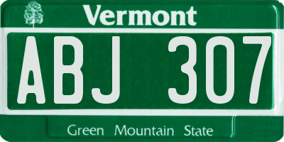 VT license plate ABJ307