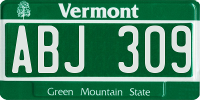VT license plate ABJ309