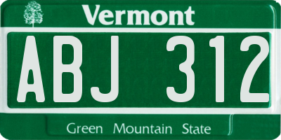 VT license plate ABJ312