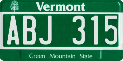 VT license plate ABJ315