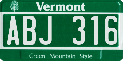 VT license plate ABJ316