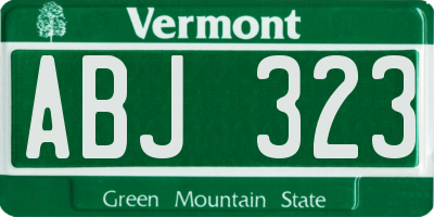 VT license plate ABJ323