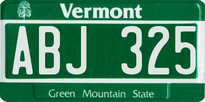 VT license plate ABJ325