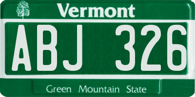 VT license plate ABJ326