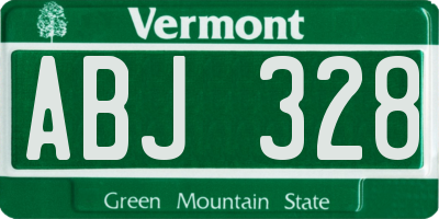 VT license plate ABJ328