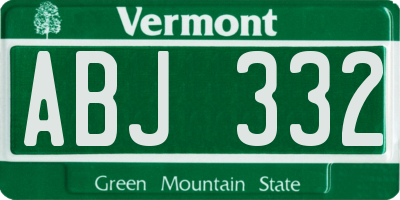 VT license plate ABJ332