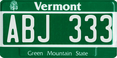 VT license plate ABJ333