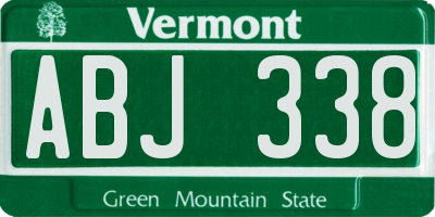 VT license plate ABJ338