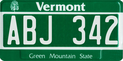 VT license plate ABJ342