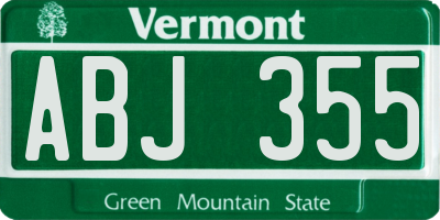 VT license plate ABJ355