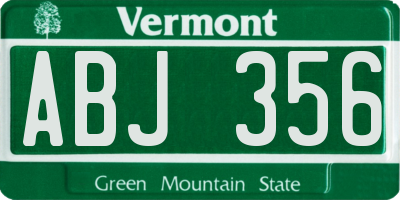 VT license plate ABJ356