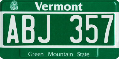 VT license plate ABJ357