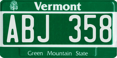 VT license plate ABJ358
