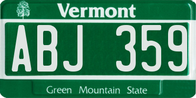 VT license plate ABJ359