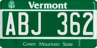 VT license plate ABJ362