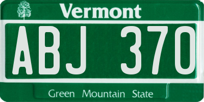 VT license plate ABJ370