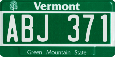 VT license plate ABJ371