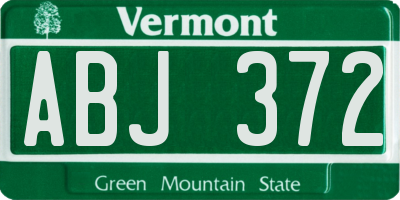VT license plate ABJ372