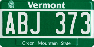 VT license plate ABJ373