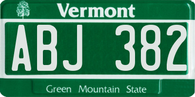 VT license plate ABJ382