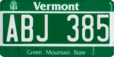 VT license plate ABJ385