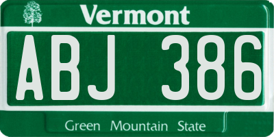 VT license plate ABJ386