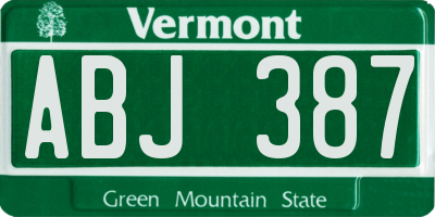 VT license plate ABJ387