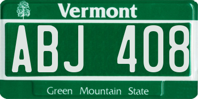 VT license plate ABJ408