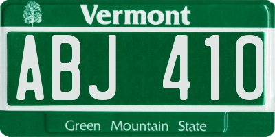 VT license plate ABJ410