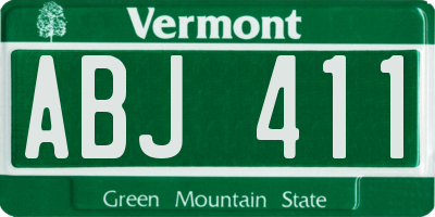 VT license plate ABJ411