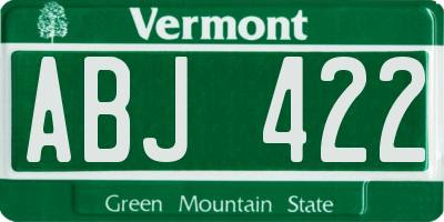 VT license plate ABJ422