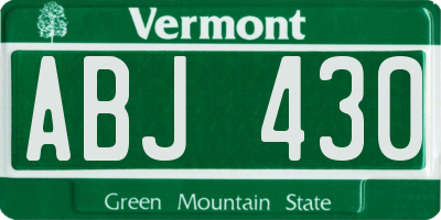 VT license plate ABJ430