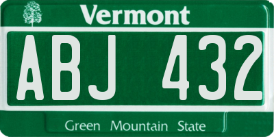 VT license plate ABJ432