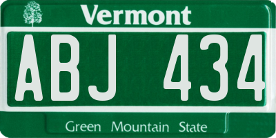 VT license plate ABJ434