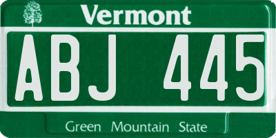 VT license plate ABJ445