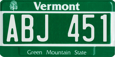 VT license plate ABJ451