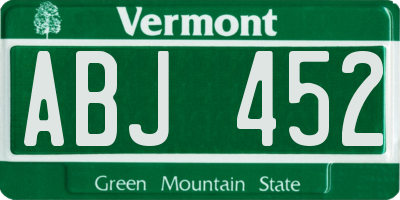 VT license plate ABJ452