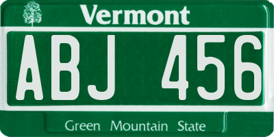 VT license plate ABJ456