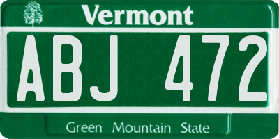 VT license plate ABJ472