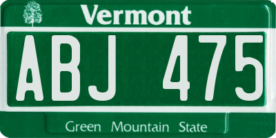 VT license plate ABJ475