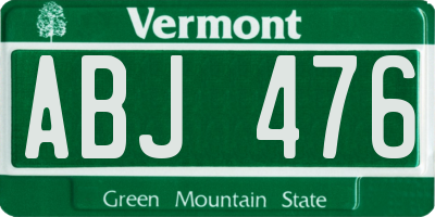 VT license plate ABJ476